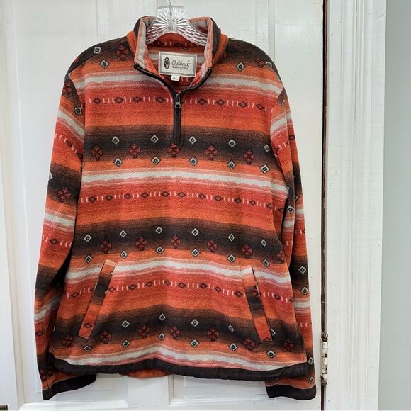 Outback Trading Company Orange Brown Cream Fleece Jacket 1/4 zip women's xl - Picture 1 of 4